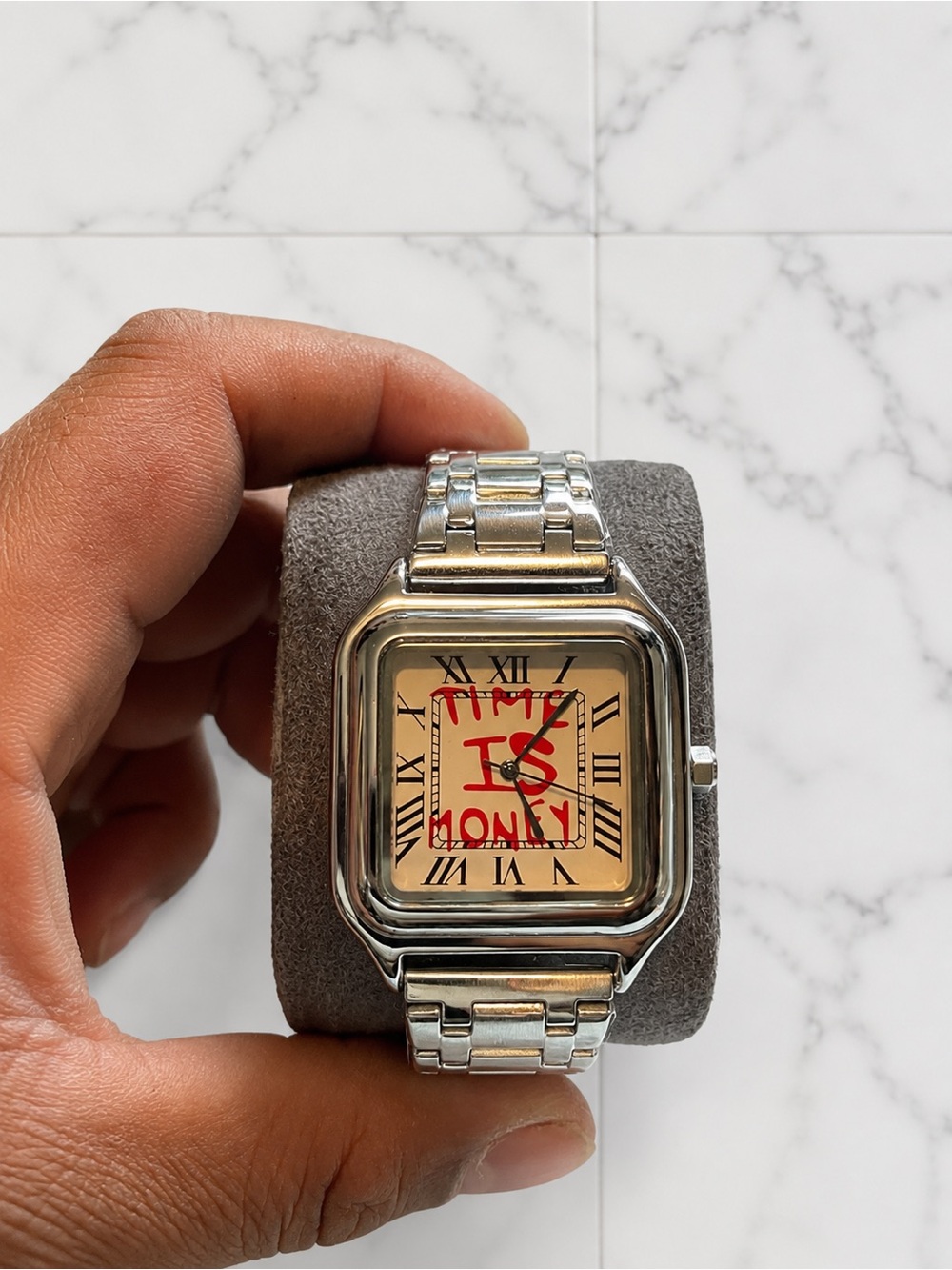 New Square Face Watch “Time is money” Dial